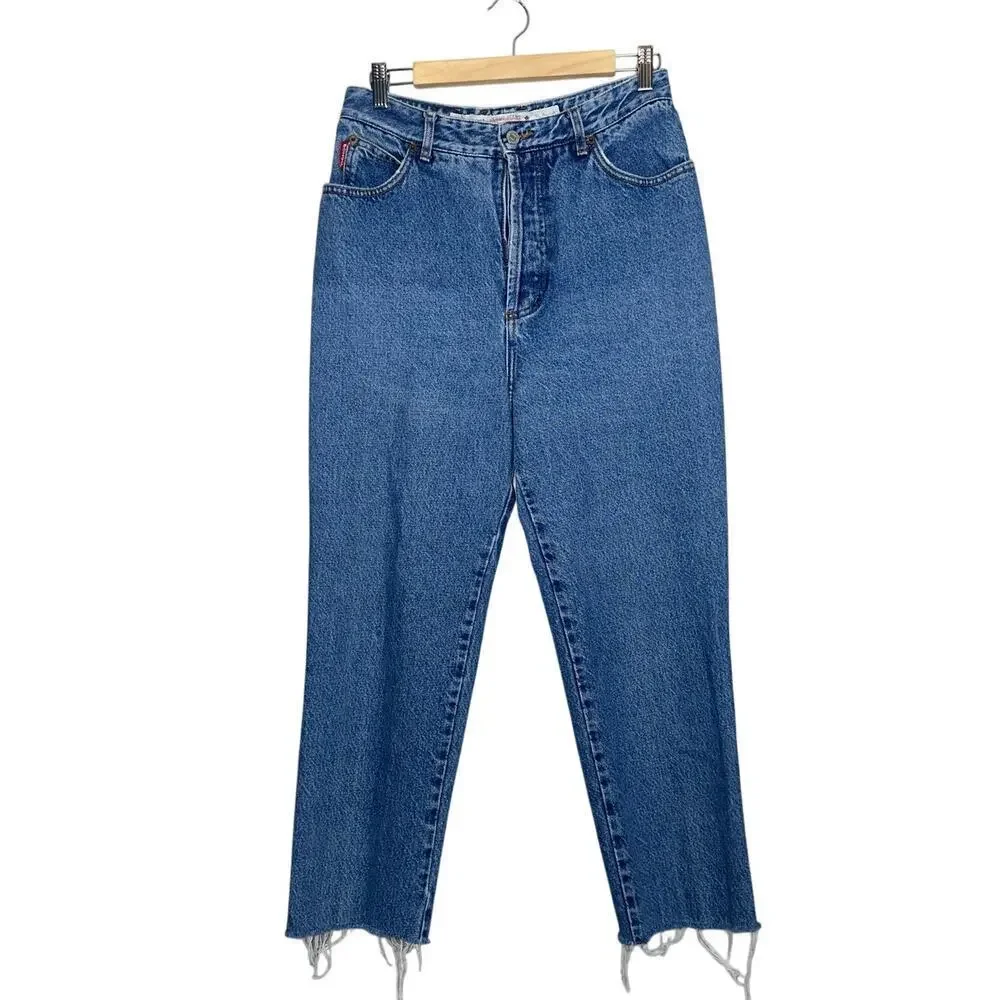 Bongo Vintage High Rise Jeans Blue Size 15 Frayed Hem 100% Cotton